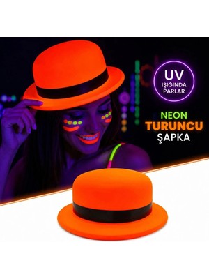Aesco Mey Ithalat® Neon Turuncu Uv Parti Şapkası Plastik