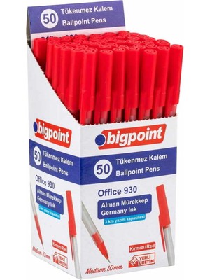 Bigpoint BP930-25 Tükenmez Kalem Office 1.0mm Kırmızı 50 Li Paket