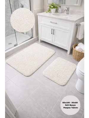 Modernsoft Velisse Vizon Yumuşak Dokulu Pamuklu Kaymaz Taban Modern Makinede Yıkanabilir Banyo Paspası