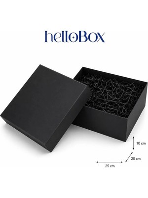 Hellobox Premium Mat Siyah Hediye Kutusu - Ekstra Kalın Sert Mukavva, Içi Kırpık Kağıt Dolgulu Lüks Kutu (25X20X10 Cm)