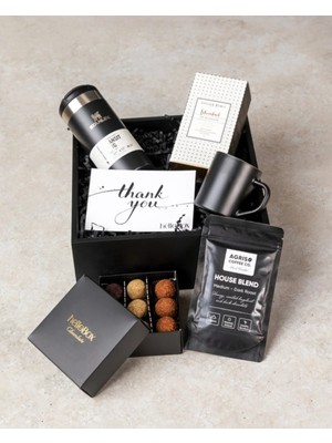 Hellobox Black & Gold Experience Hediye Kutusu | Termoslu Premium Kahve Hediye Seti | Doğum Günü, Babalar Günü, Kurumsal Hediye, Sevgiliye ve Özel Gün Hediyesi