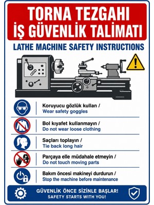Ti Play Torna Tezgahı Iş Güvenlik Talimatı 35X50CM Pvc Isg Levha