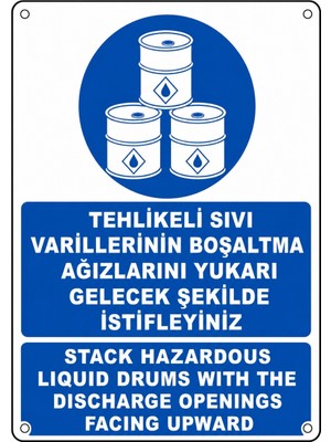 Ti Play Tehlikeli Sıvı Varillerinin Boşaltma Ağızlarını Yukarı Gelecek Şekilde Istifleyiniz 35X50CM Pvc Isg Levha