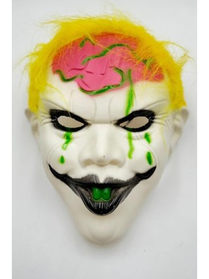 Mey İthalat Beysüs Halloween Maske Palyaço Pembe Beyin Sarı Saç