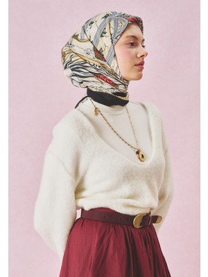 Fresh Scarfs Precious Paradise Desen Floş Viskon Eşarp Deep Black