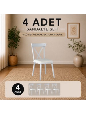 Rani JB108 Metal Sandalye Thonet Sandalye 4'lü Mutfak Yemek Masası Sandalyesi Beyaz