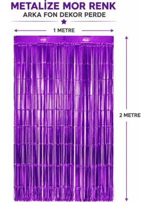 Aesco Mey Ithalat® Mor Metalize Parti Perdesi 100X200 cm – Kapı ve Arka Fon Perdesi