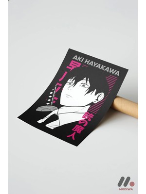 Modiwa Design Chainsaw Man Aki Hayakawa Poster Yüksek Kalite Duvar Afişi - Anime Severlere Özel Hediye
