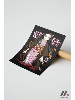 Modiwa Design Demon Slayer Nezuko Anime Poster, Çerçevesiz Yüksek Kalite Duvar Afişi - Anime Severlere Özel Hediye