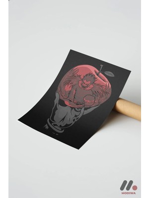 Modiwa Design Death Note Elma Anime Poster, Çerçevesiz Yüksek Kalite Duvar Afişi - Anime Severlere Özel Hediye