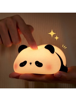 Forestia Sevimli Panda Silikon Lamba Dokunmatik Çocuk Odası Gece Lambası