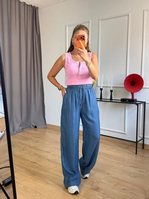 Size Özgü Pembe Eskitme Çıtçıtlı Atlet