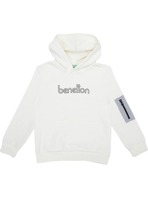 Sisley Benetton Beyaz Erkek Çocuk Baskılı Sweatshirt BNT-B21627