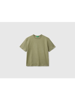 Benetton Erkek Çocuk Logo Baskı Detaylı Oversize T-Shirt