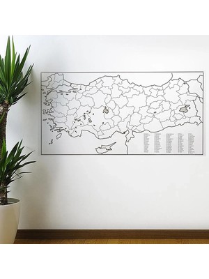 Aesco Yazılabilir Türkiye Haritası Manyetik Duvar Stickerı 110 x 56 cm