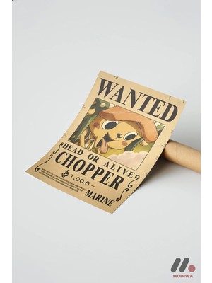 Modiwa Design One Piece Chopper Wanted Poster, Çerçevesiz Yüksek Kalite Duvar Afişi - Anime Severlere Özel Hediye
