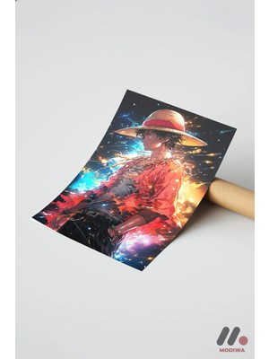 Modiwa Design One Piece Luffy Uzay Poster, Çerçevesiz Yüksek Kalite Duvar Afişi - Anime Severlere Özel Hediye