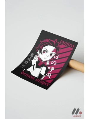Modiwa Design Demon Slayer Tanjiro Anime Poster, Çerçevesiz Yüksek Kalite Duvar Afişi - Anime Severlere Özel Hediy