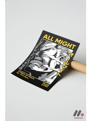 Modiwa Design My Hero Academia All Might Poster, Çerçevesiz Yüksek Kalite Duvar Afişi - Anime Severlere Özel Hediy