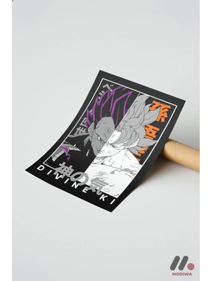 Modiwa Design Dragon Ball Divine Ki Poster Yüksek Kalite Duvar Afişi - Anime Severlere Özel Hediye
