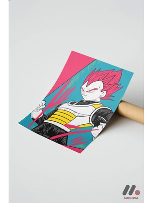 Modiwa Design Dragon Ball Vegeta Anime Poster, Çerçevesiz Yüksek Kalite Duvar Afişi - Anime Severlere Özel Hediye