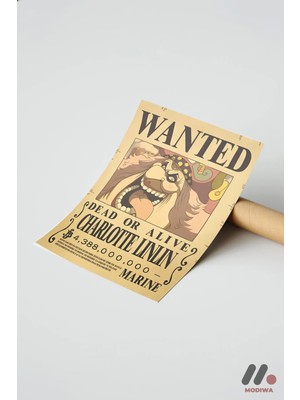 Modiwa Design One Piece Big Mom Wanted Poster, Çerçevesiz Yüksek Kalite Duvar Afişi - Anime Severlere Özel Hediye