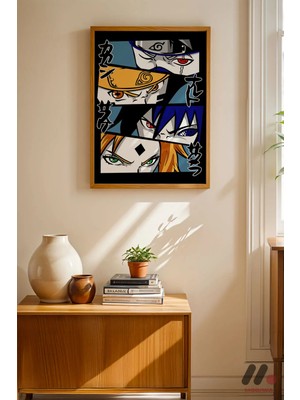 Modiwa Design Naruto Takım Panel Poster, Ahşap Çerçeveli Duvar Tablosu - Anime Severlere Özel Hediye