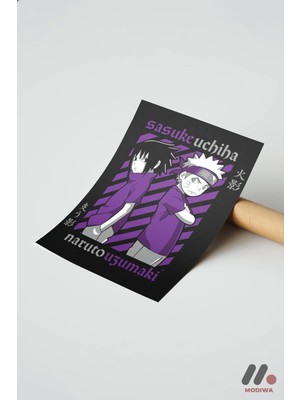 Modiwa Design Naruto ve Sasuke Poster Yüksek Kalite Duvar Afişi - Anime Severlere Özel Hediye