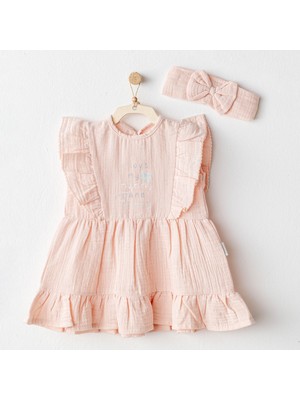 Andywawa Bebek Elbise Takım Dress Band Set Love Famıly Muslın