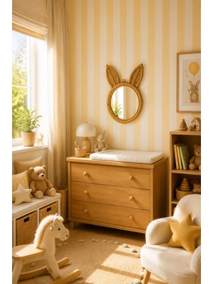Naturel Dekor Tavşan Bambu Ayna - Bohem, Iskandinav, Modern, Rattan