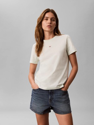 Calvin Klein Kadın / Kız Yeşil Calvin Klein Ss Woven Label Class, 4c8 Yeşil Kadın T-Shirt