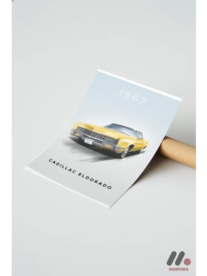 Modiwa Design Cadillac Eldorado 1967 Klasik Araba, Çerçevesiz Yüksek Kalite Duvar Afişi - Oto Severlere Özel Hediy