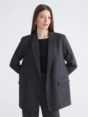 Lc Waikiki Yeni Sezon Kruvaze Yaka Çizgili Kadın Blazer Ceket