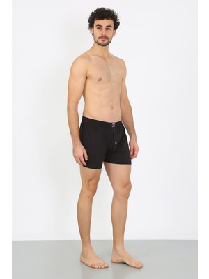Modi Moda Çizgi Erkek Penye Boxer Siyah 40091