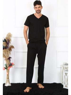 Modi Moda Çizgi Erkek Pamuk Siyah Tek Alt Pijama 27495