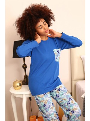 Modi Moda Çizgi Kadın Uzun Kol Penye Pijama Takım 4194