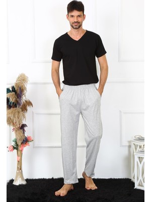 Modi Moda Çizgi Erkek Pamuk Gri Tek Alt Pijama 27495