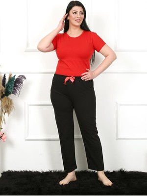 Modi Moda Çizgi Kadın Pamuklu Büyük Beden Alt Pijama 27478