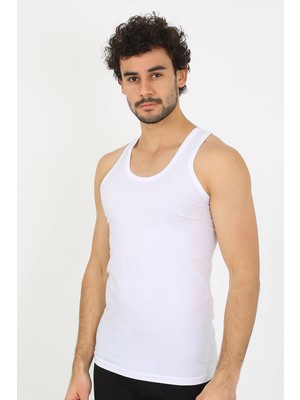 Modi Moda Çizgi Erkek Beyaz Ribana Atlet 6502