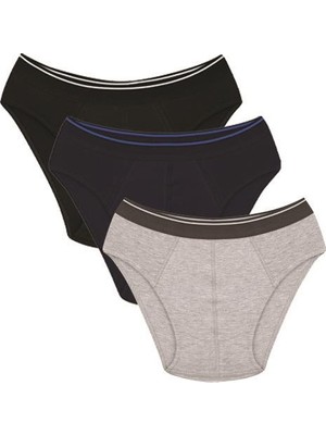 Modi Moda Çizgi Erkek Pamuk 3lü Siyah Laci Gri Likralı Slip