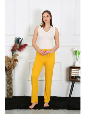 Modi Moda Çizgi Kadın Pamuk Penye Tek Alt Pijama Sarı 27513