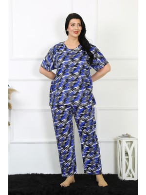 Modi Moda Çizgi Kadın 5xl-6xl-7xl-8xl Büyük Beden Kısa Kol Pijama Takım 75010