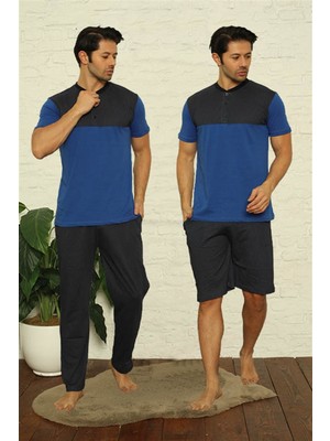 Modi Moda Çizgi Erkek Sax 3'lü Pijama Takım 6823