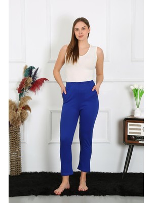 Modi Moda Çizgi Kadın Pamuklu Sax Tek Alt Pijama 27523