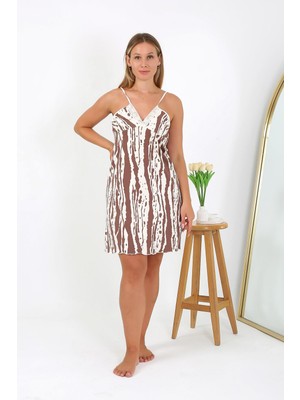 Modi Moda Çizgi Kadın Büyük Beden Ip Askılı Gecelik 98512