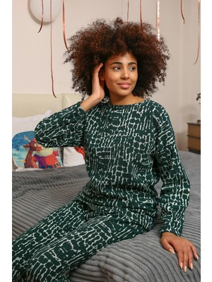 Modi Moda Çizgi Kadın Uzun Kol 3 Iplik Penye Pijama Takım 4181