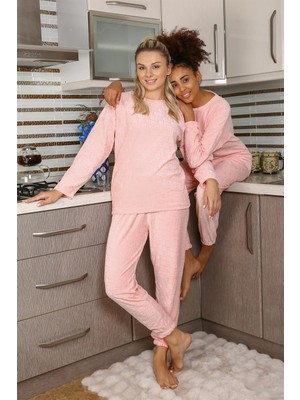 Modi Moda Çizgi Kadın Kadife Pijama Takım 4183