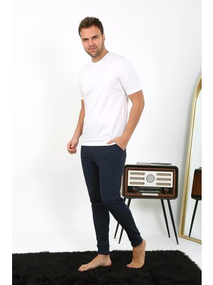 Modi Moda Çizgi Erkek Pamuk Tek Alt Pijama Lacivert 27551