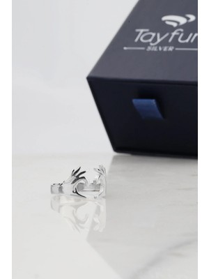 Tayfun Silver Açık Form Kanat Detaylı 925 Ayar Gümüş Yüzük