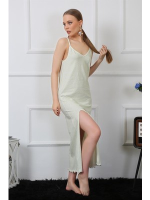 Modi Moda Çizgi Kadın Ip Askılı Uzun Gecelik 822